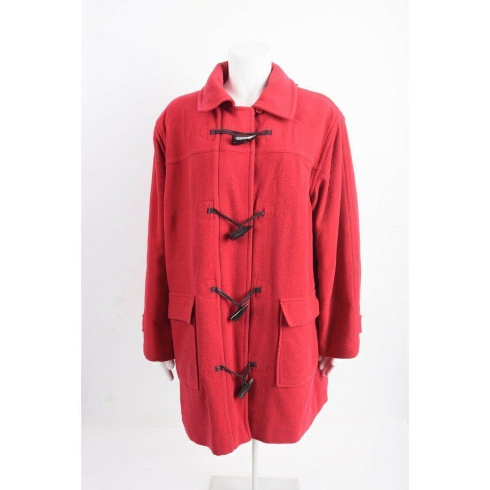 Vintage L.L. Bean Womans Red Toggle Coat Jacket Duffle Wool SLarge Petite PL